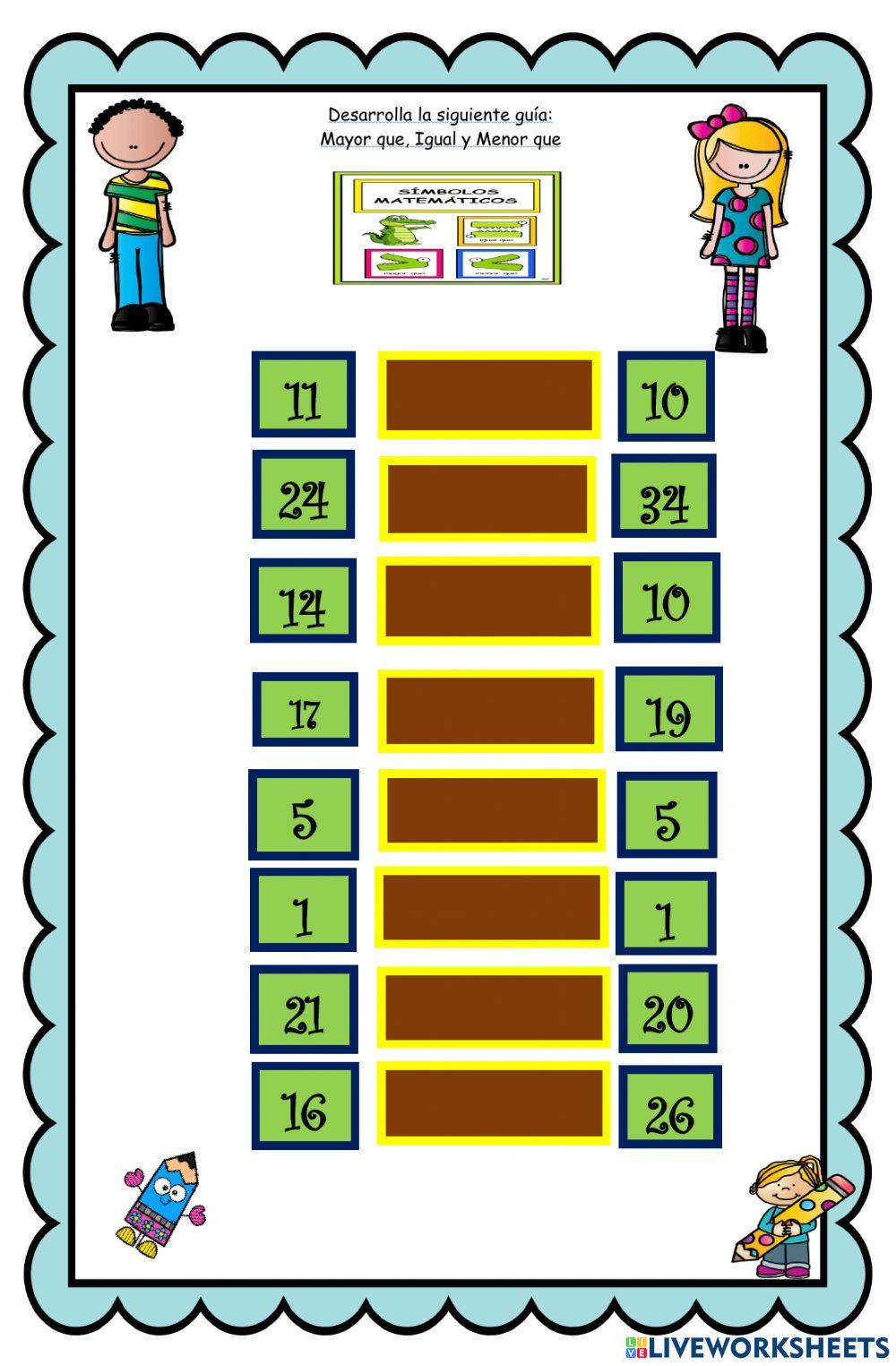 Mayor que, igual y menor que