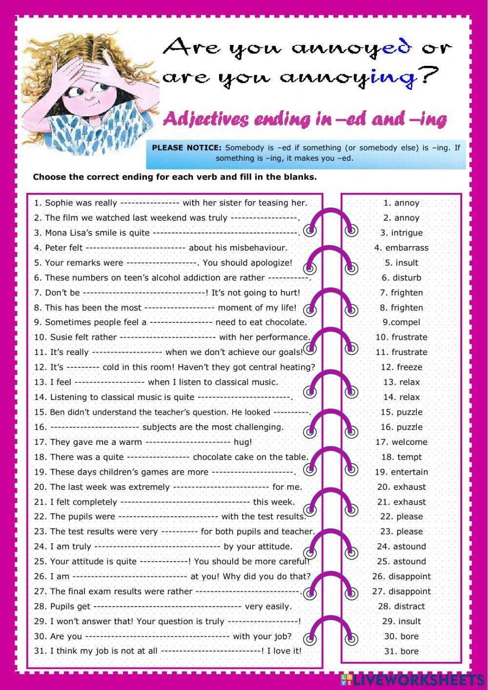 Past and present participle adjectives