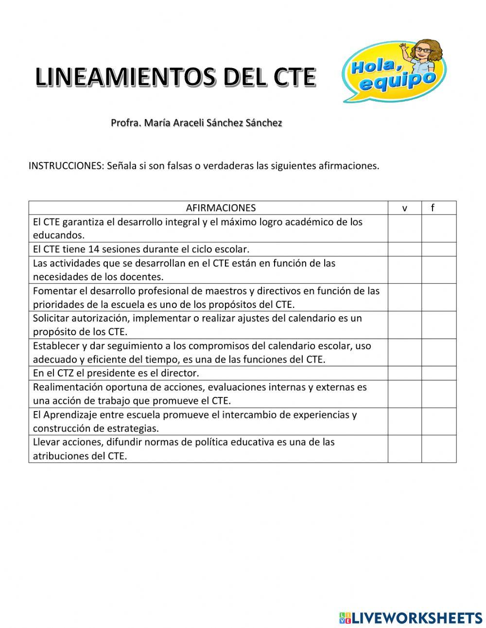 Lineamientos del CTE