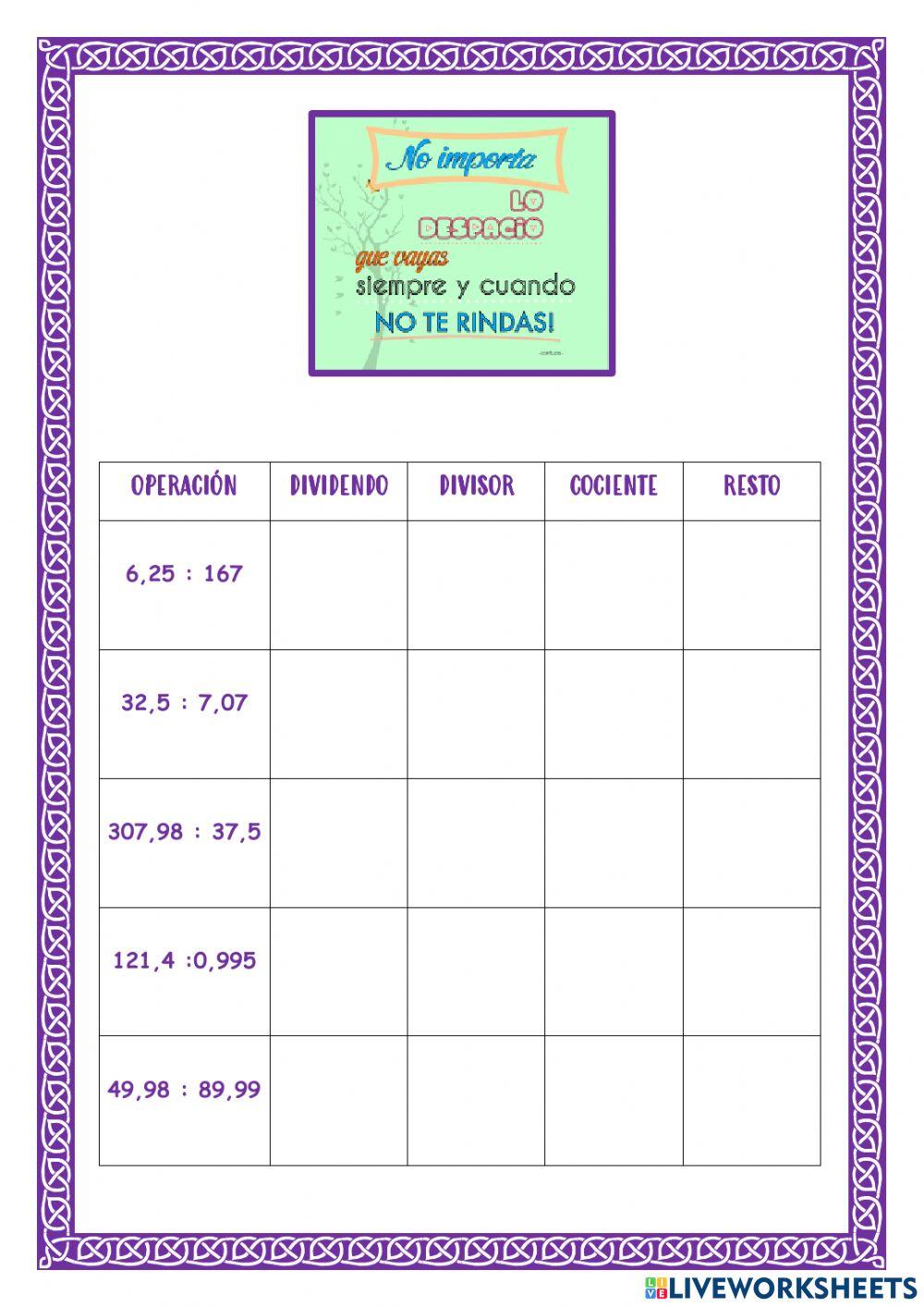 Divisiones con decimales