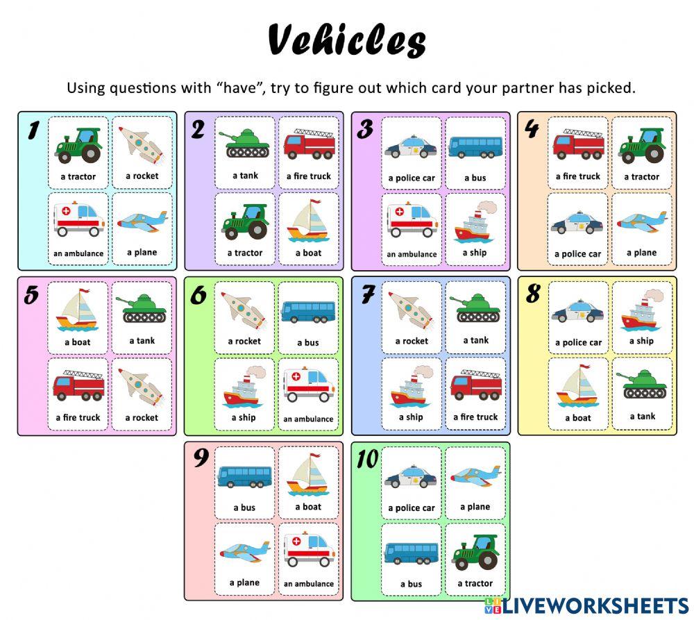 Vehicles game