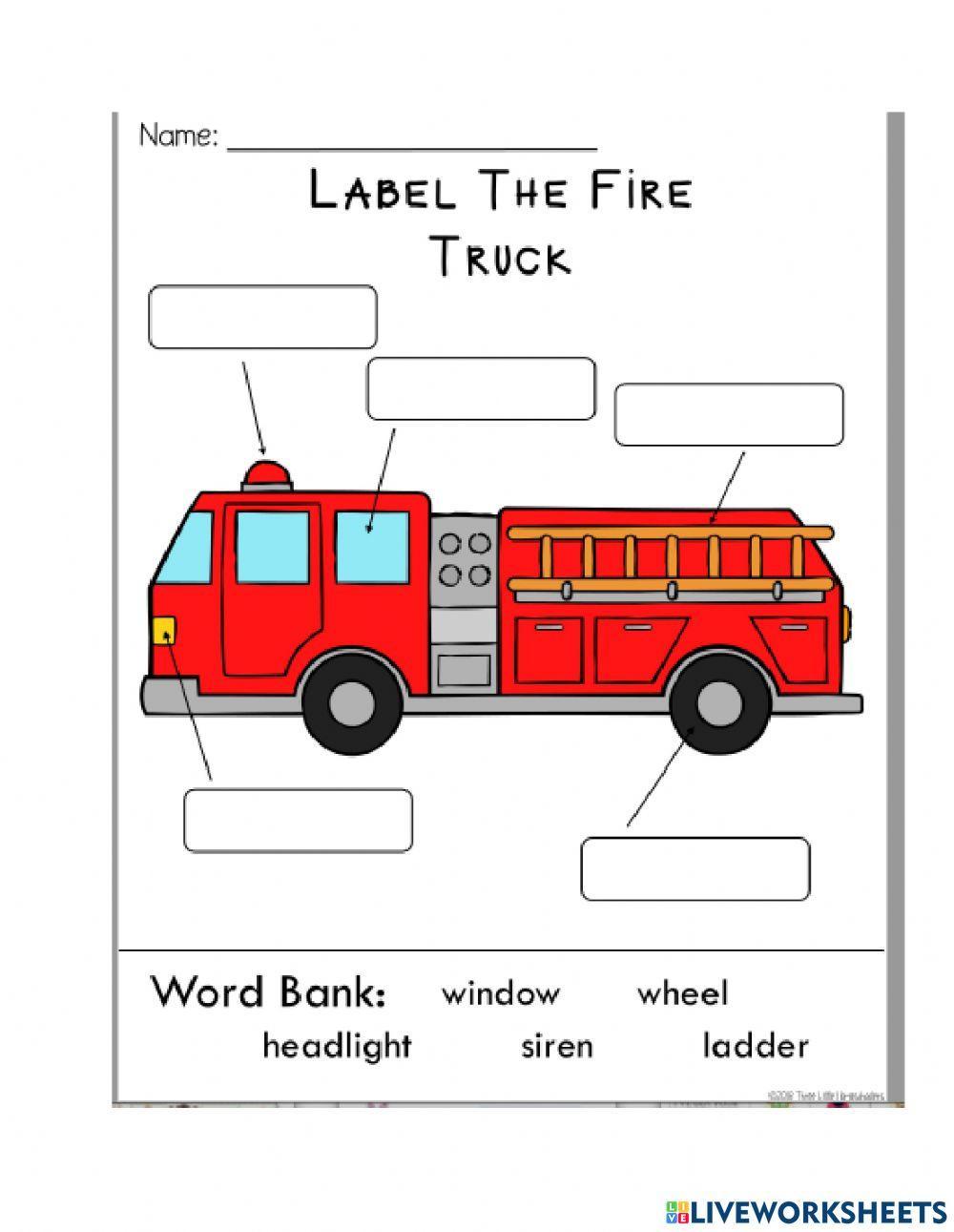 Label the Parts of a Firetruck