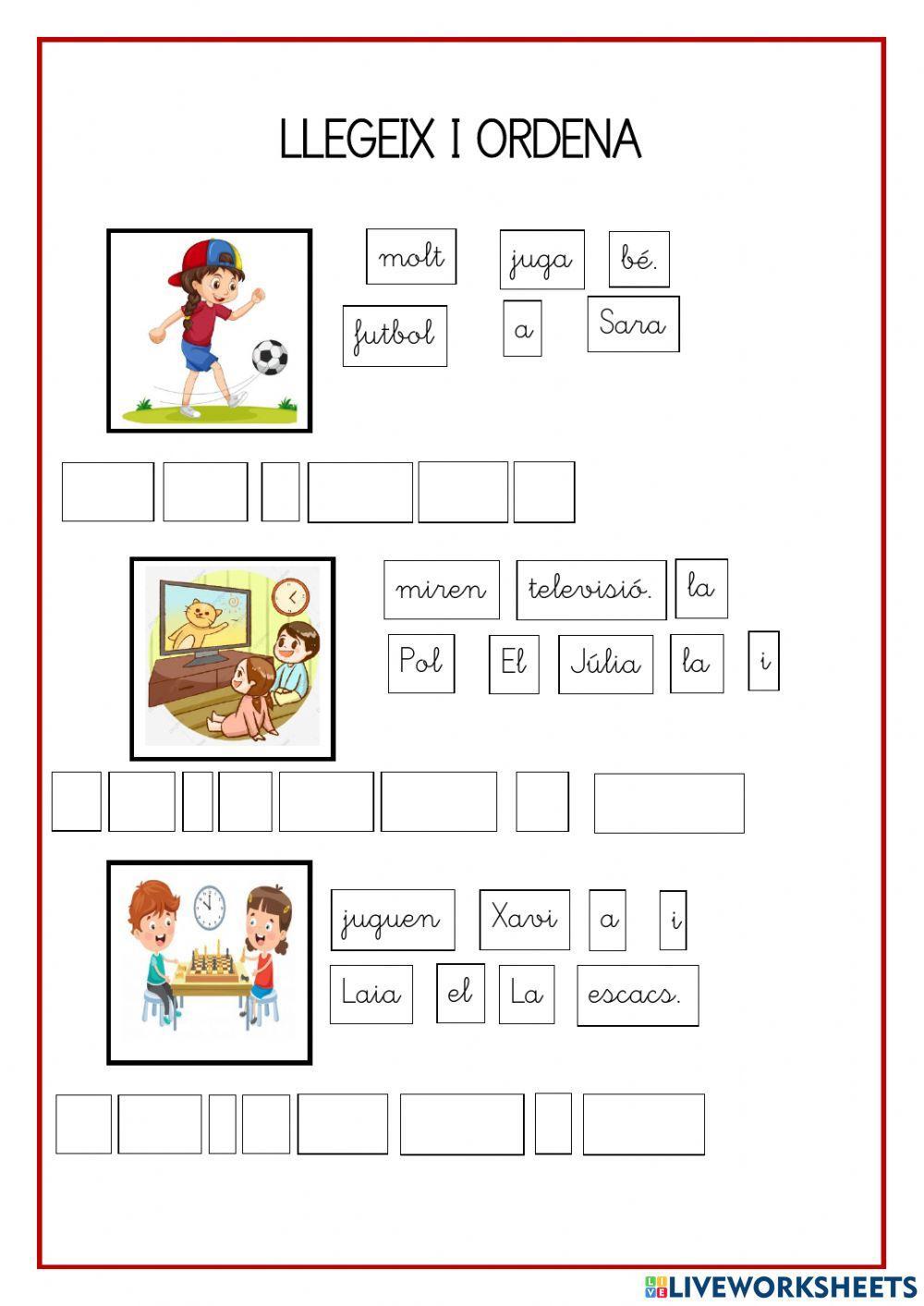 Llegeix i ordena les frases