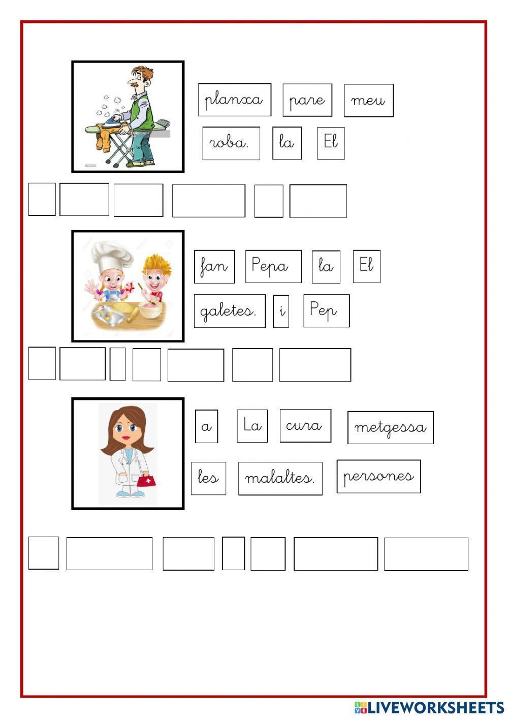 Llegeix i ordena les frases