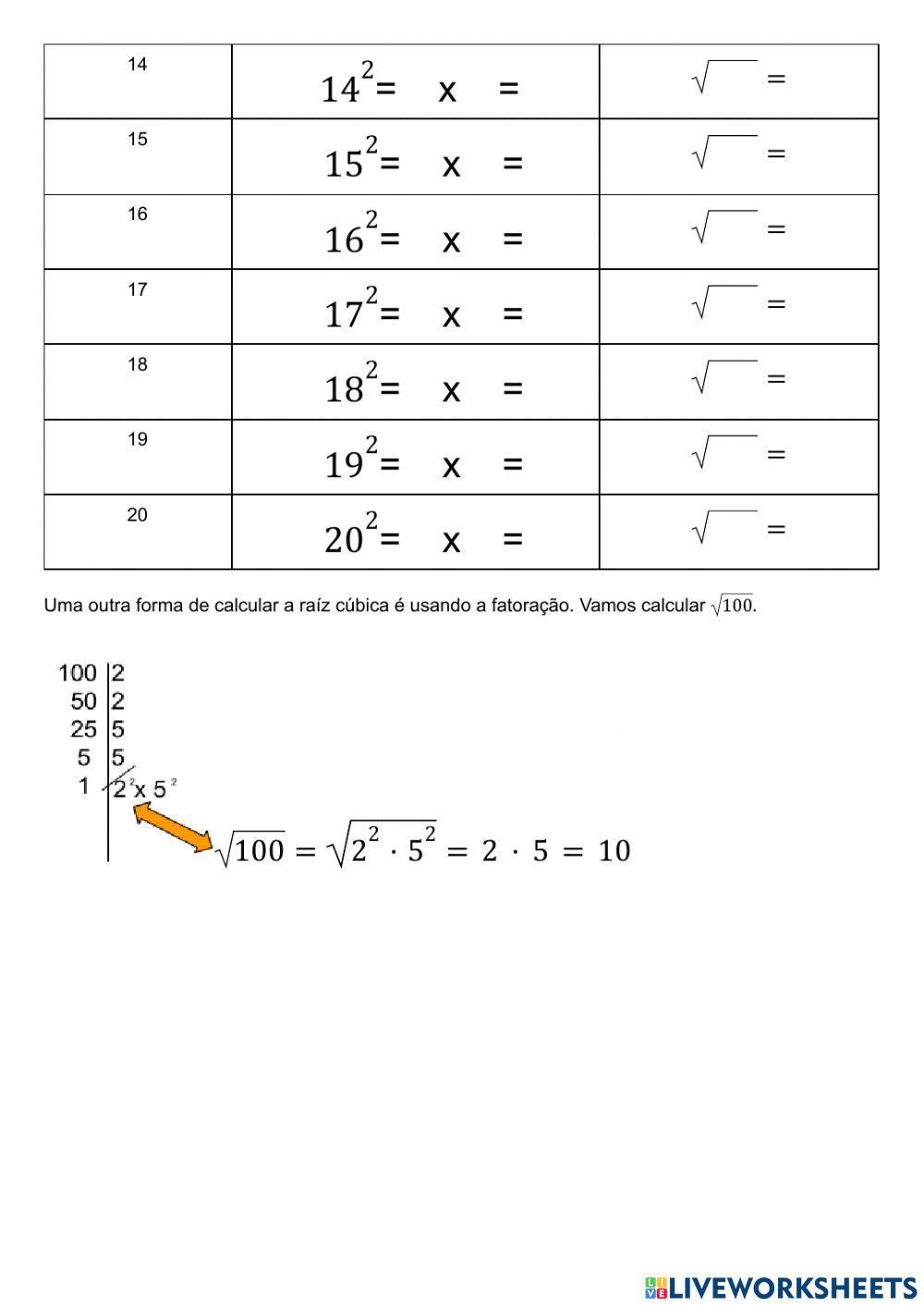 Calculando Raízes Quadradas