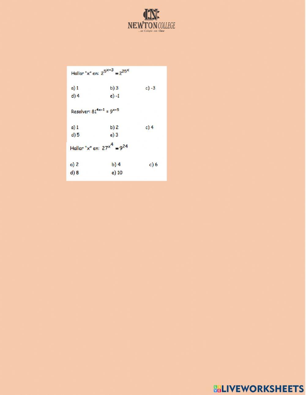 Ecuaciones exponenciales