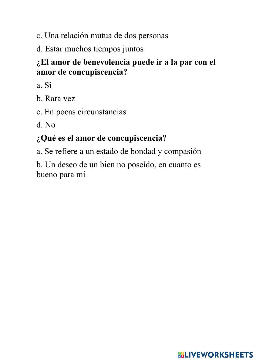Moral sexual amor y responsabilidad worksheet live worksheets