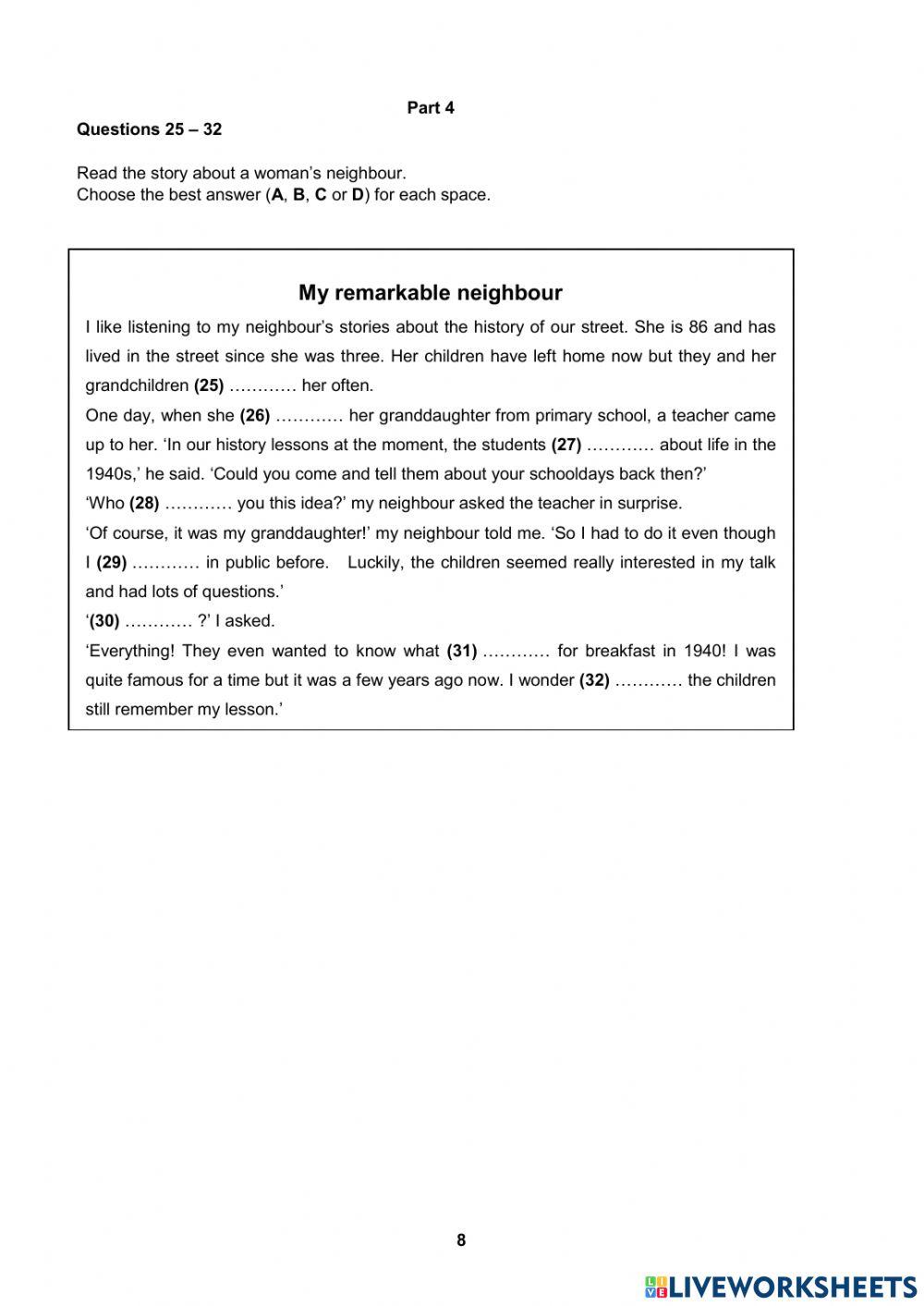 Progress Test - Unit 1