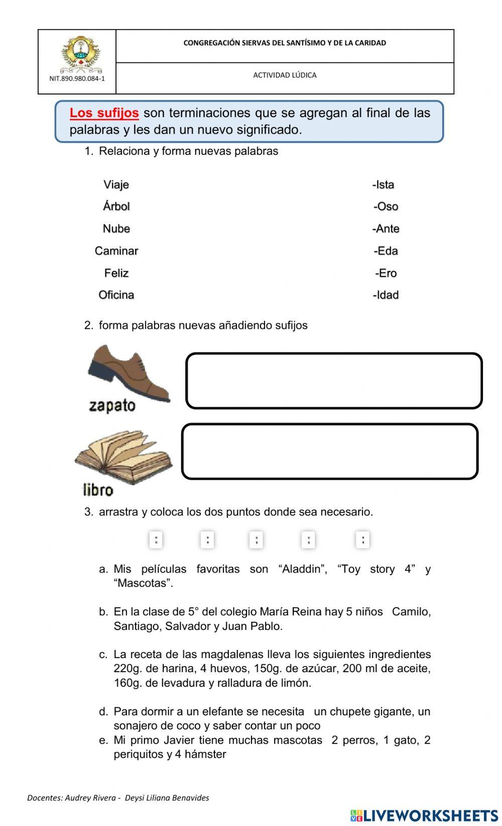 Sufijos y dos puntos