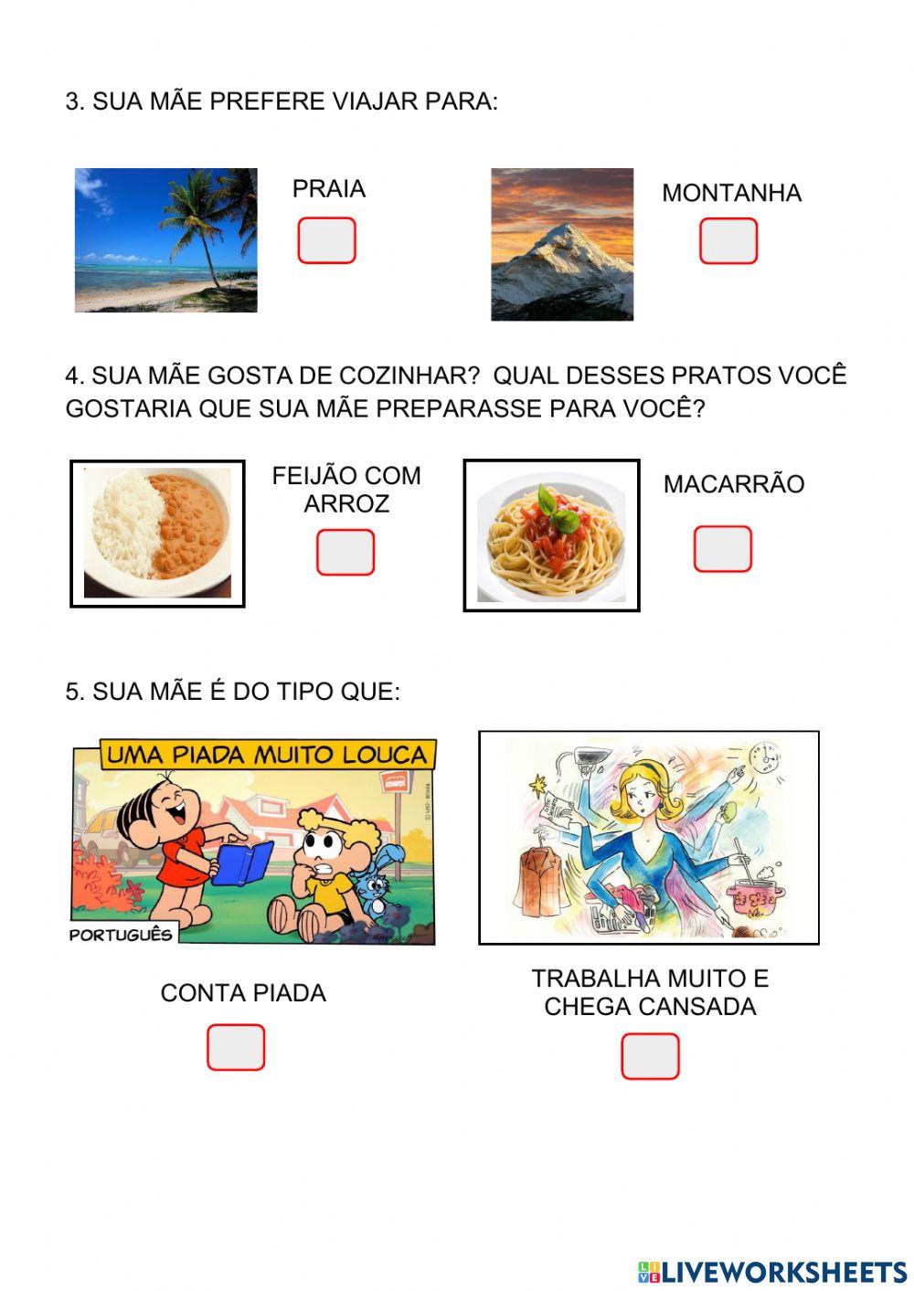 Atividade sobre o livro Mãe de todos os tipos