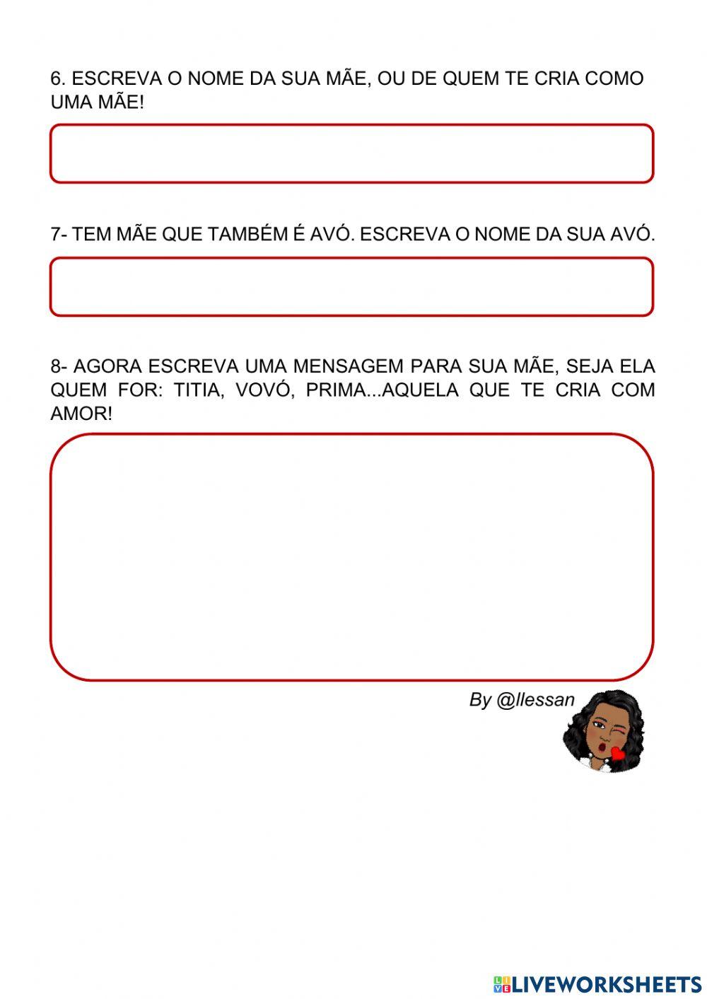 Atividade sobre o livro Mãe de todos os tipos