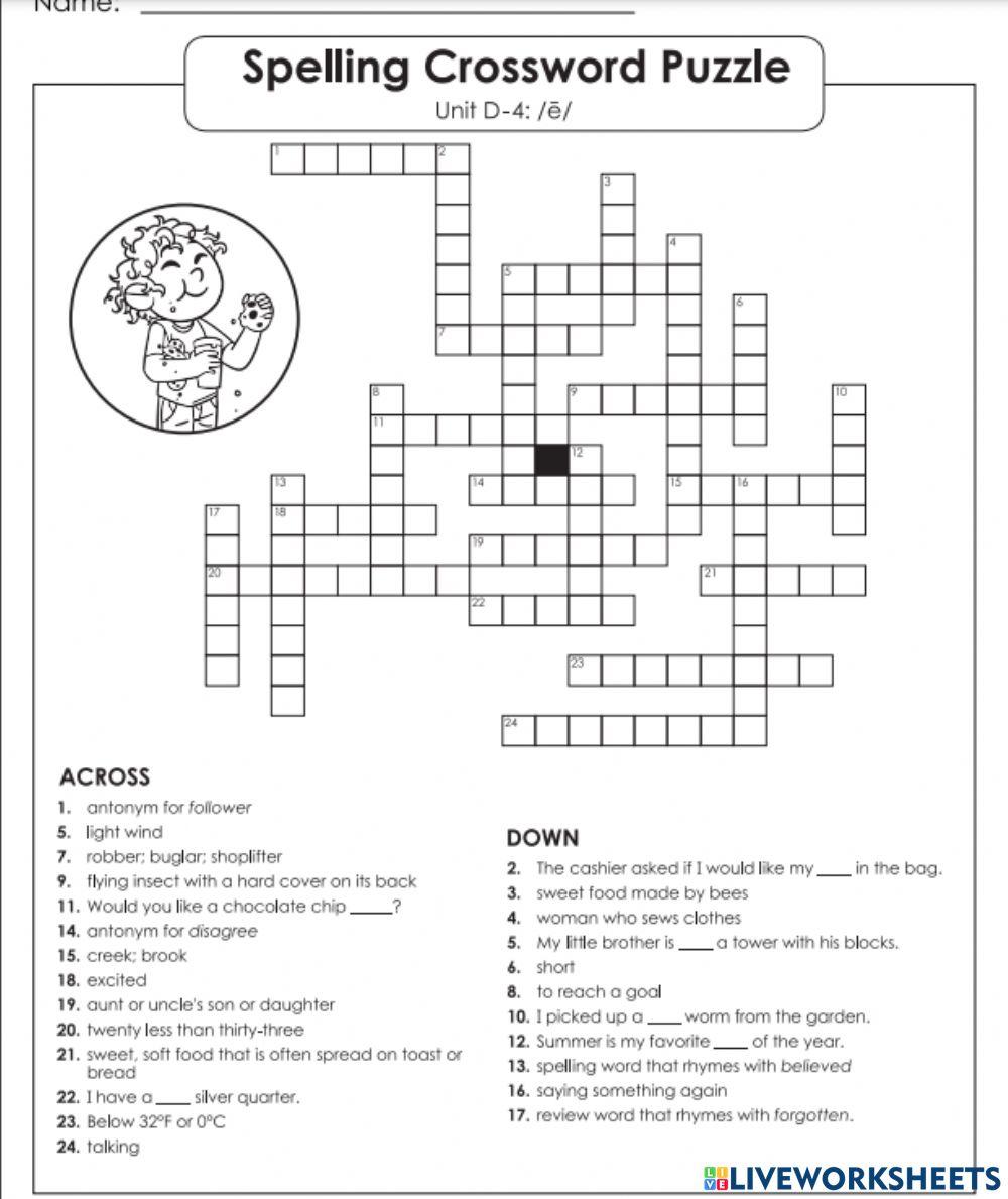 Crossword puzzle D-4 5th grade