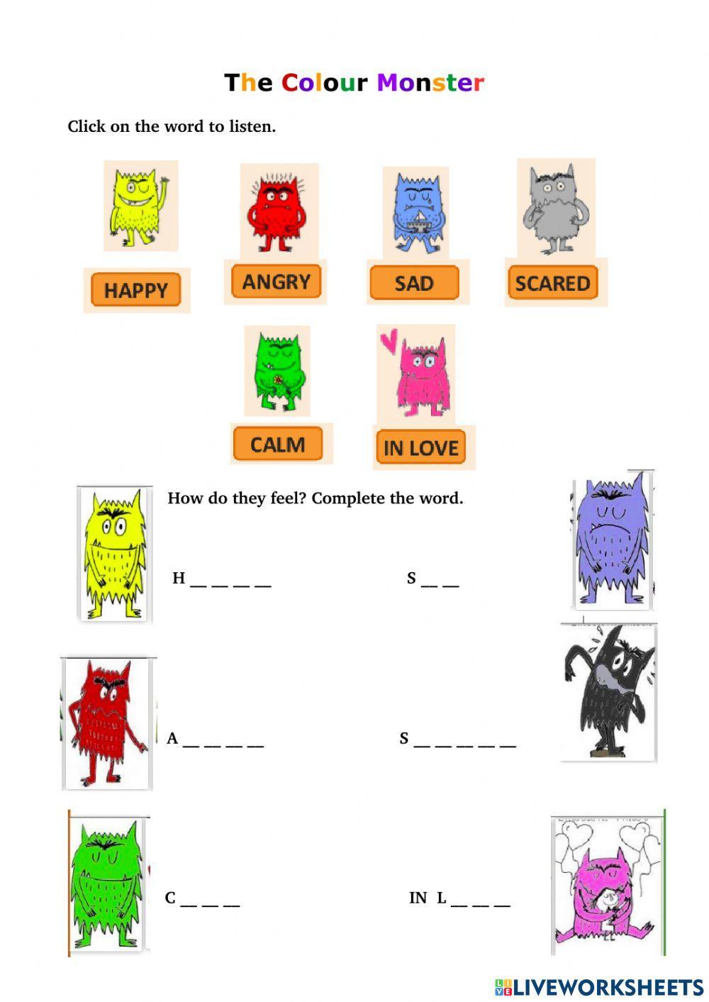 The Colour Monster Printable Activities prntbl The Colour Monster Printable Activities prntbl