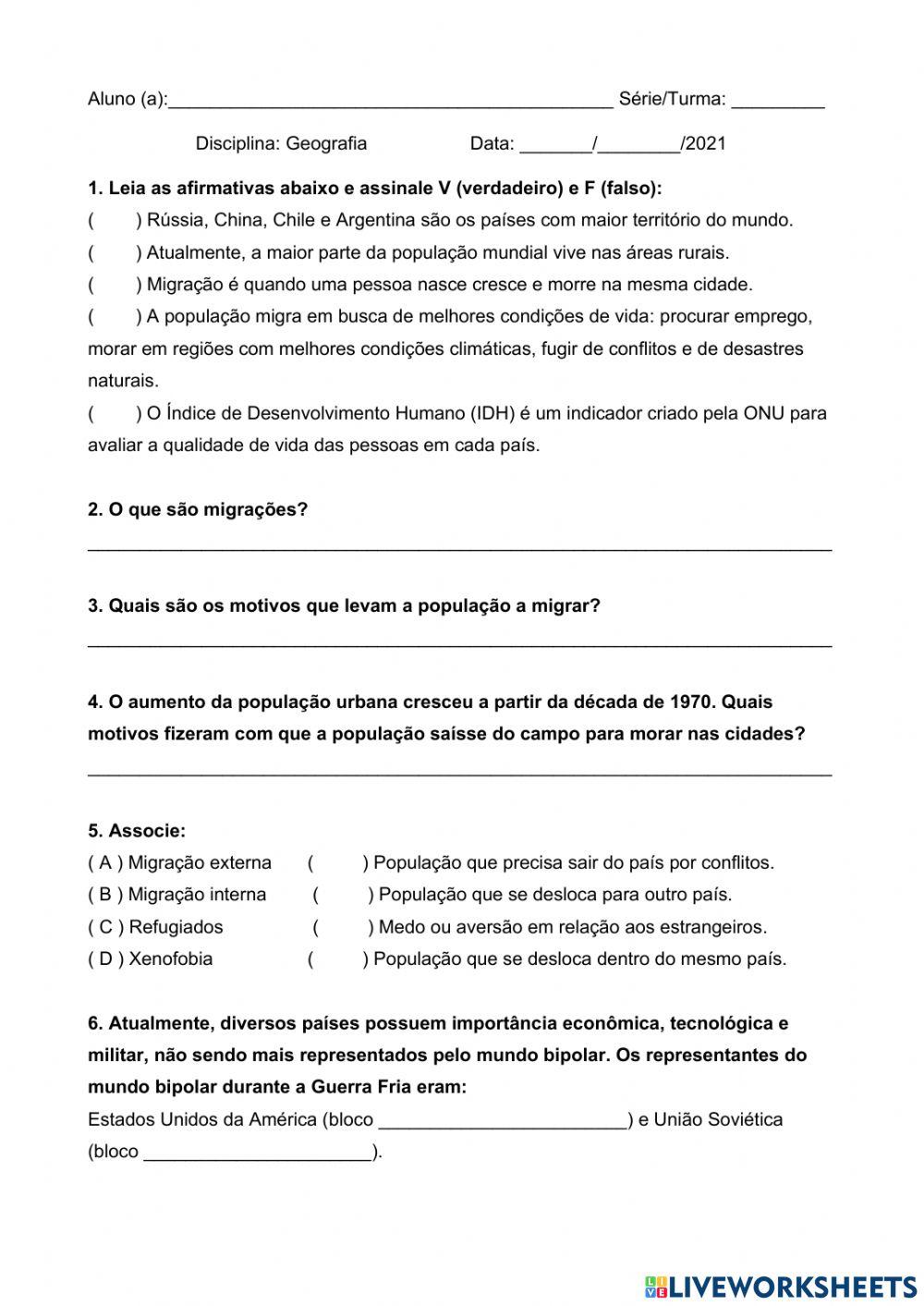 Geografia população