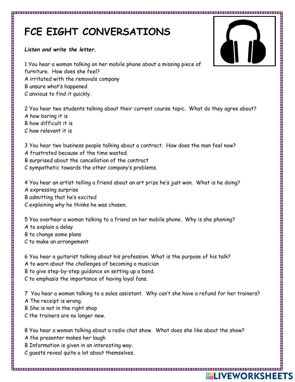 FCE 8 Conversations Listening 2