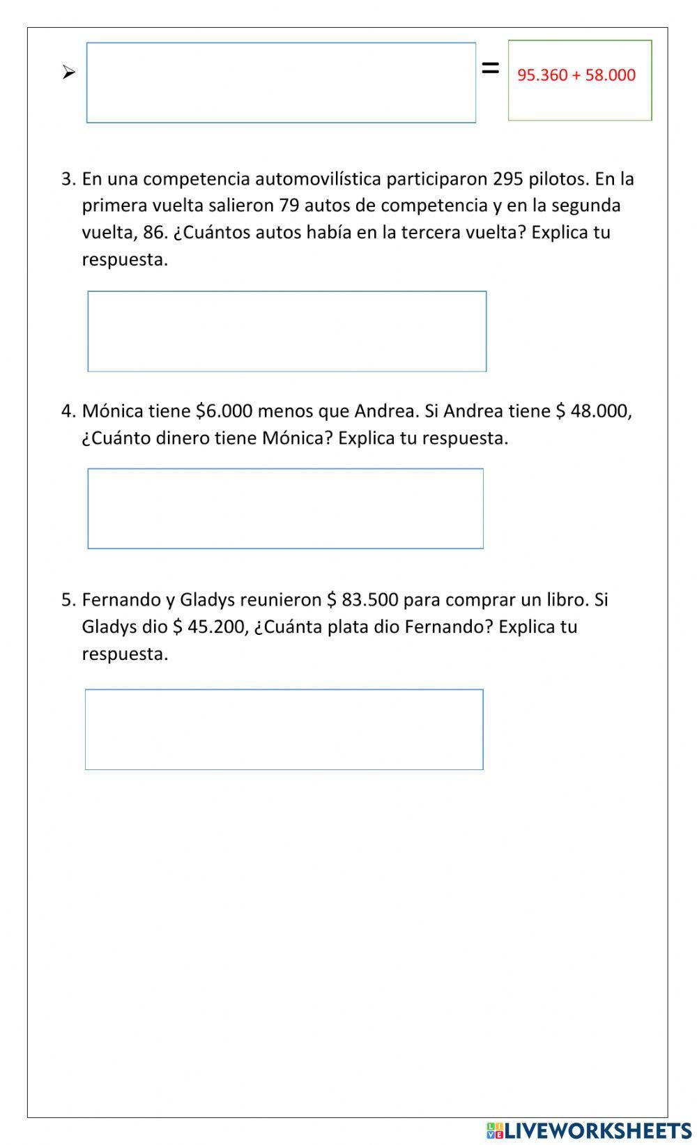 Adición y sustracción de números naturales