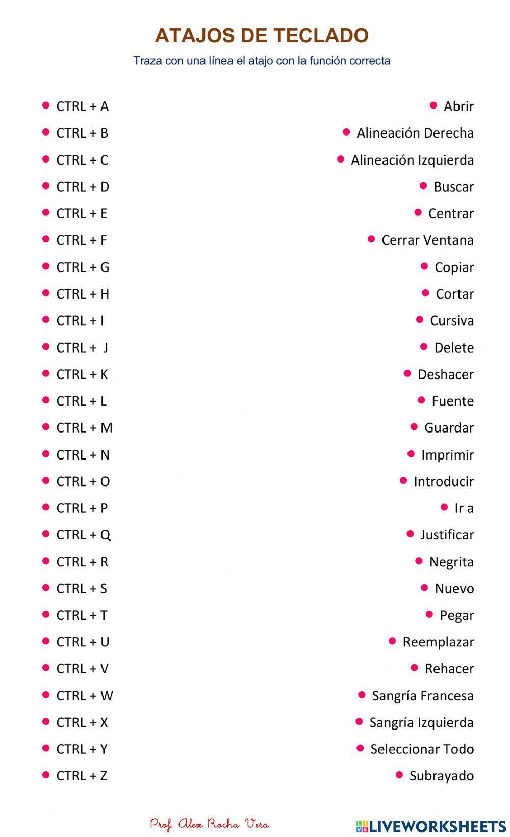 Atajos de teclado de word