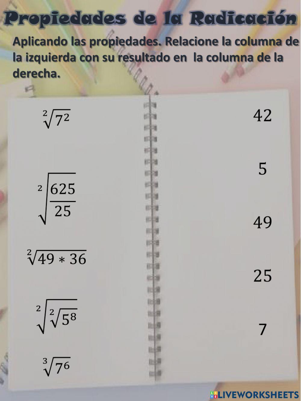 Propiedades de la Radicación