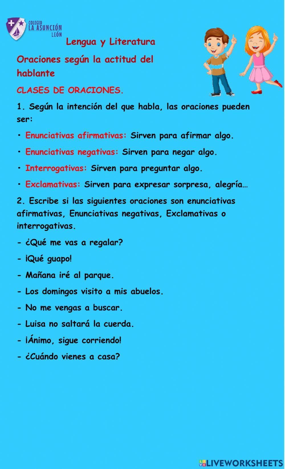 Oraciones según la actitud del hablante