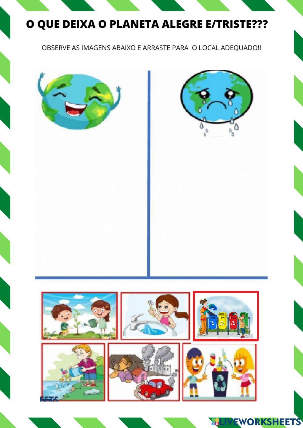 Atividade cuidando do meio ambiente