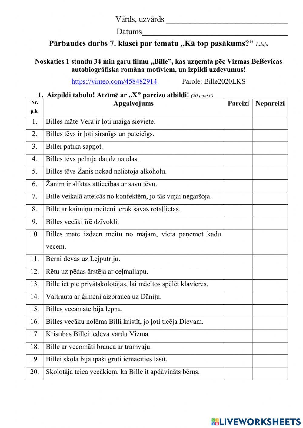 Pārbaudes darbs -Kā top pasākums? 1.daļa