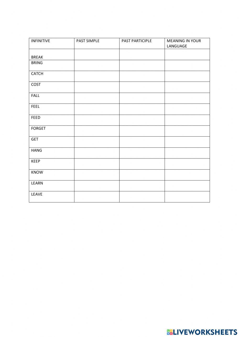 irregular-verbs-online-exercise-for-pre-intermediate-live-worksheets