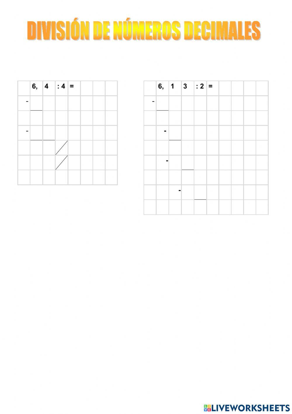 División de números decimales