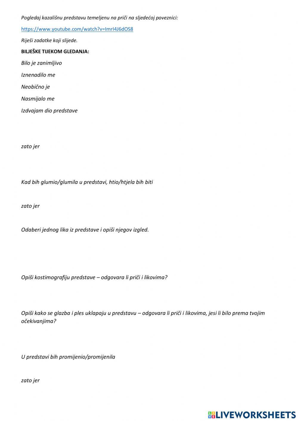 Jagor kazali na predstava worksheet live worksheets