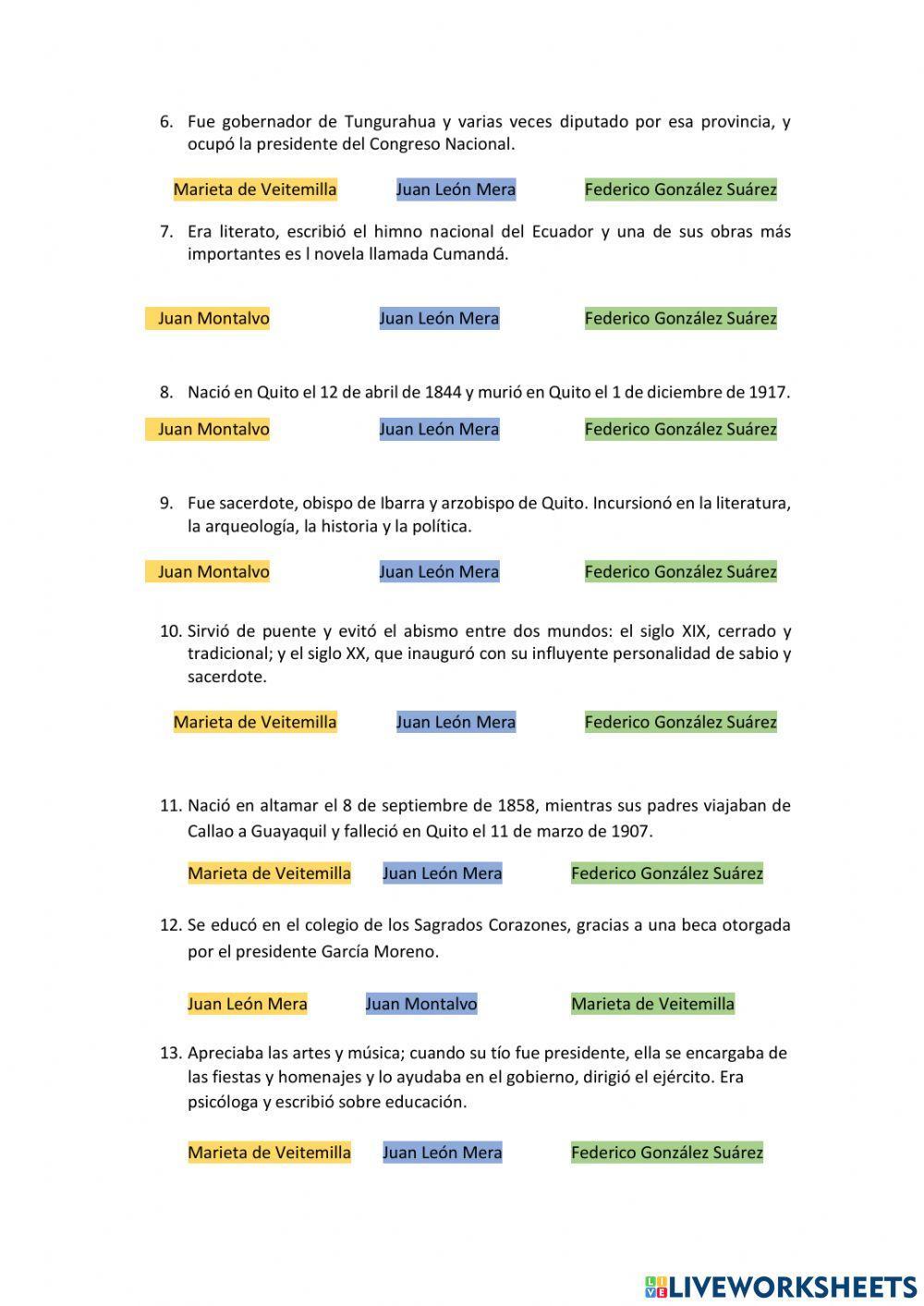 Representantes significativos del final del siglo XIX en Ecuador
