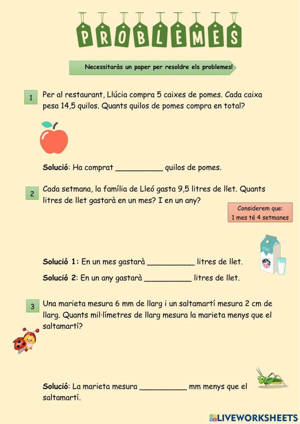 Problemes números decimals