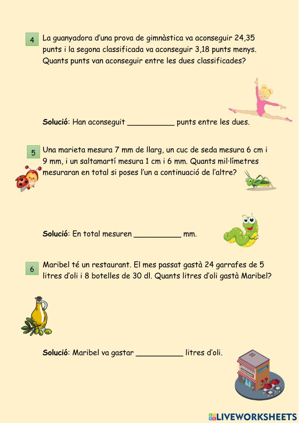 Problemes números decimals