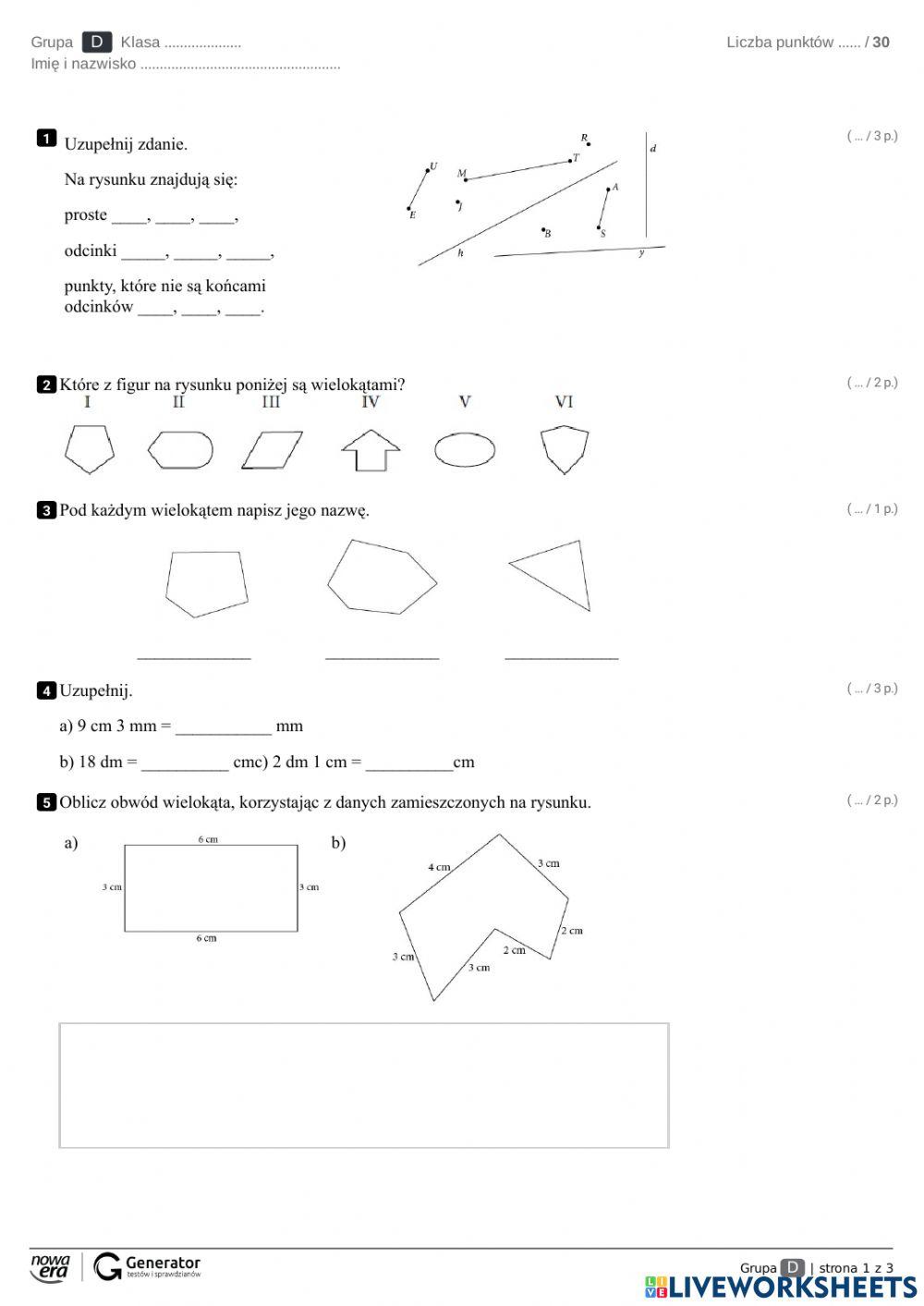 Poprawa klasa 4 figury geometryczne