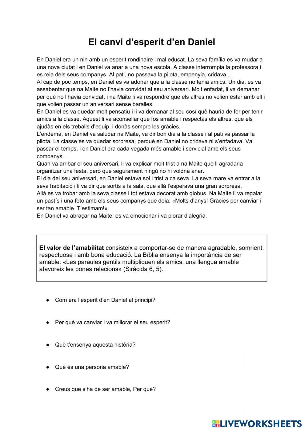 El canvi d’esperit d’en Daniel