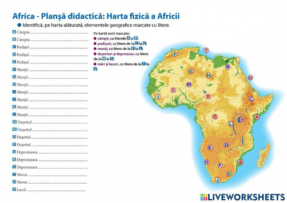 Harta fizică a Africii