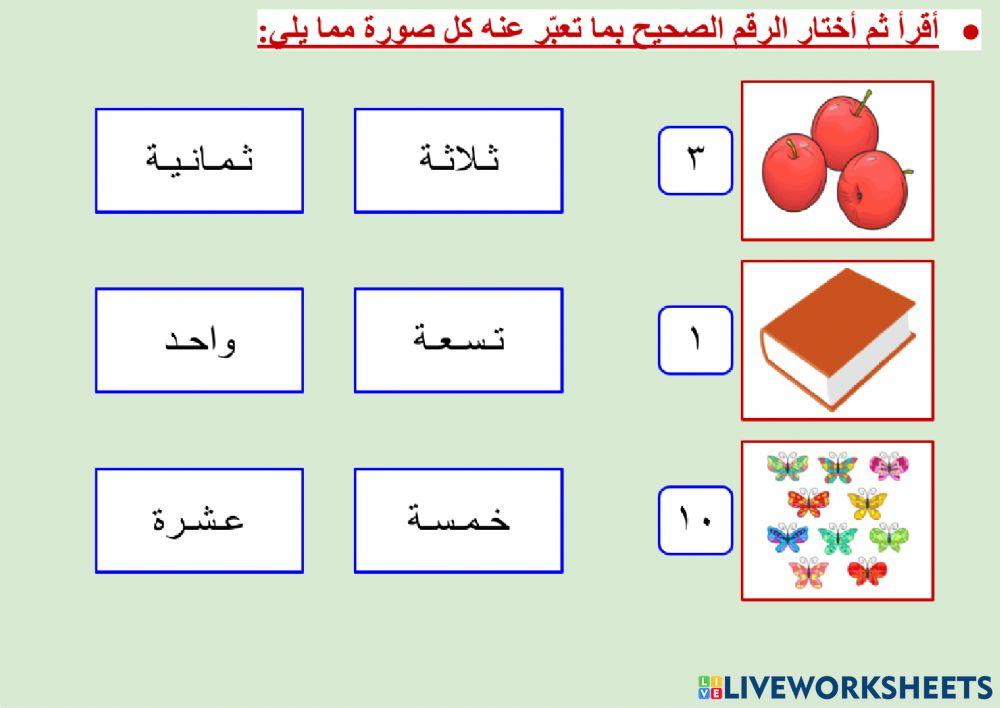 الأعداد من (١ - ١٠) بالأرقام والألفاظ - ٤