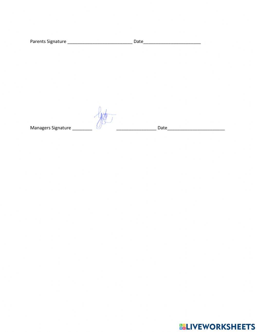 Student performance evaluation card