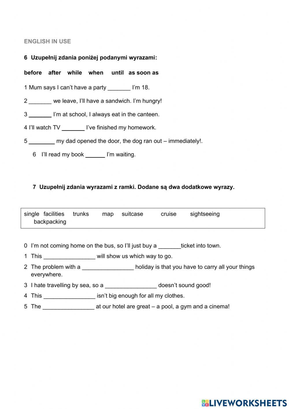 Test on travel vocabulary