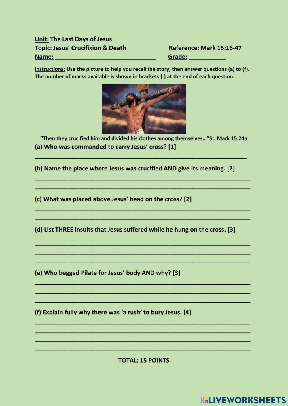 Jesus' Crucifixion & Death