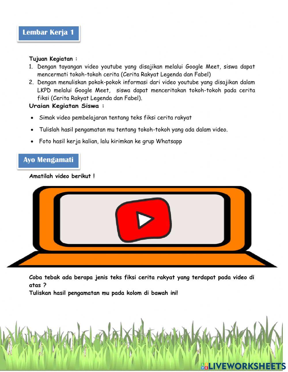 LKPD Interaktif  Bahasa Indonesia Kelas 4 SD tentang jenis-jenis teks fiksi