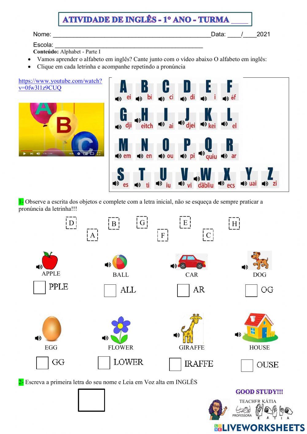 1° ano - INGLÊS - 06-05-21