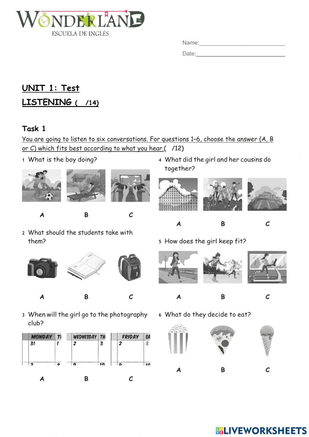 Unit 1 - Test - 2nd year