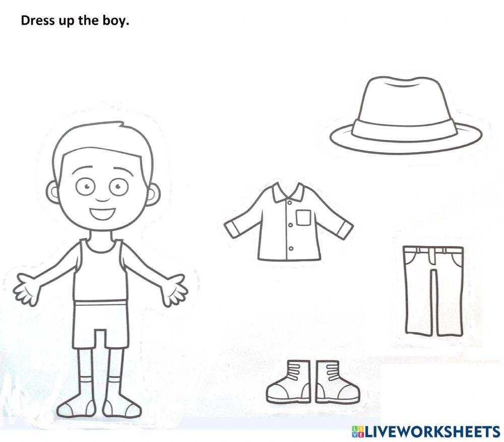 Dress up the boy worksheet | Live Worksheets