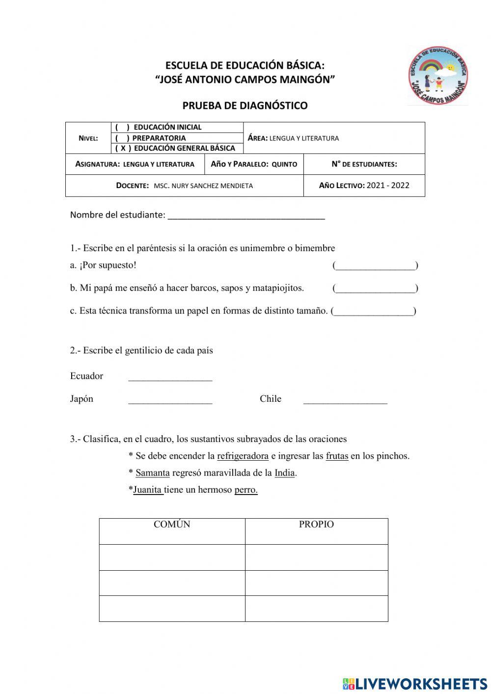 Prueba de diagnóstico