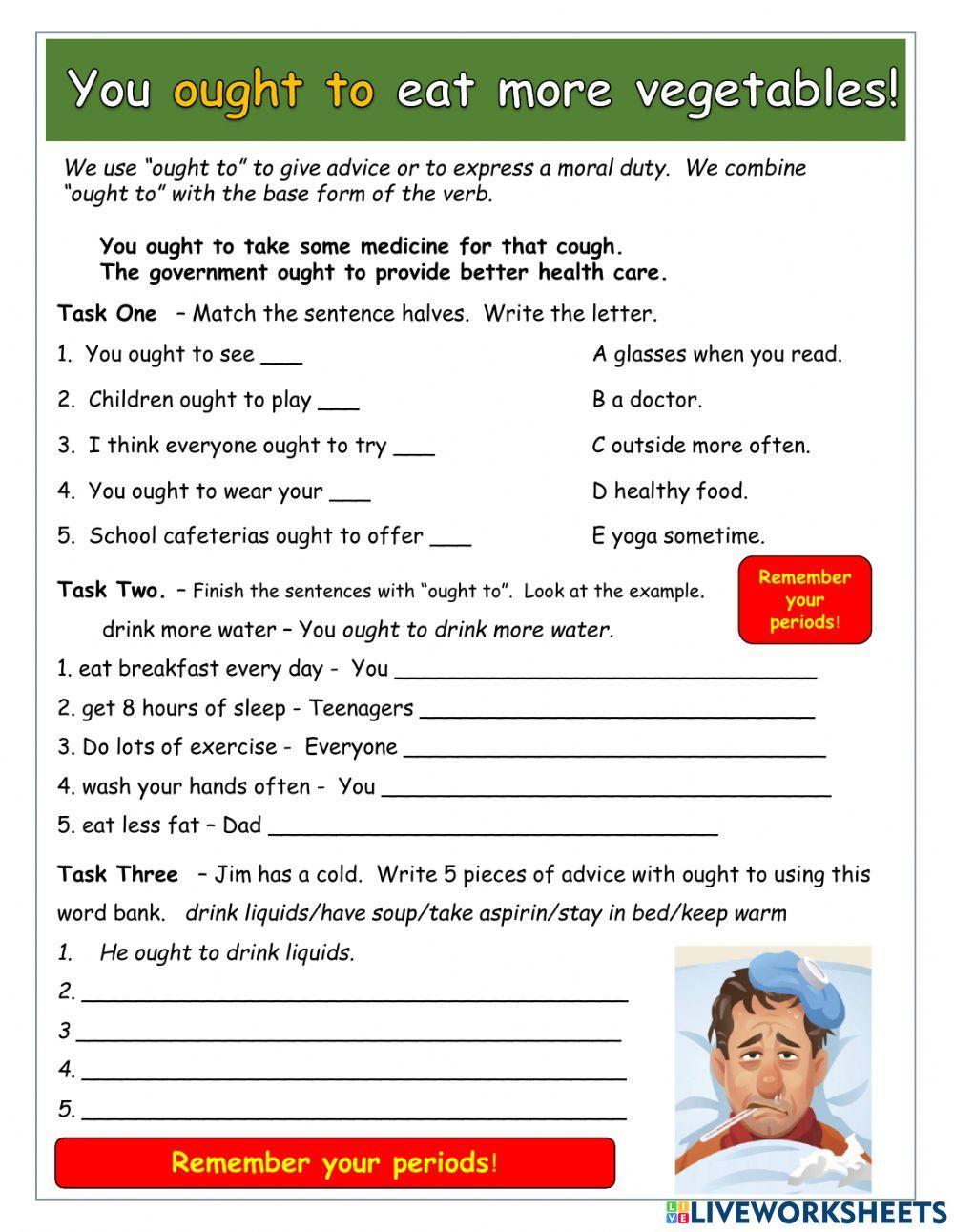 OUGHT TO Worksheet