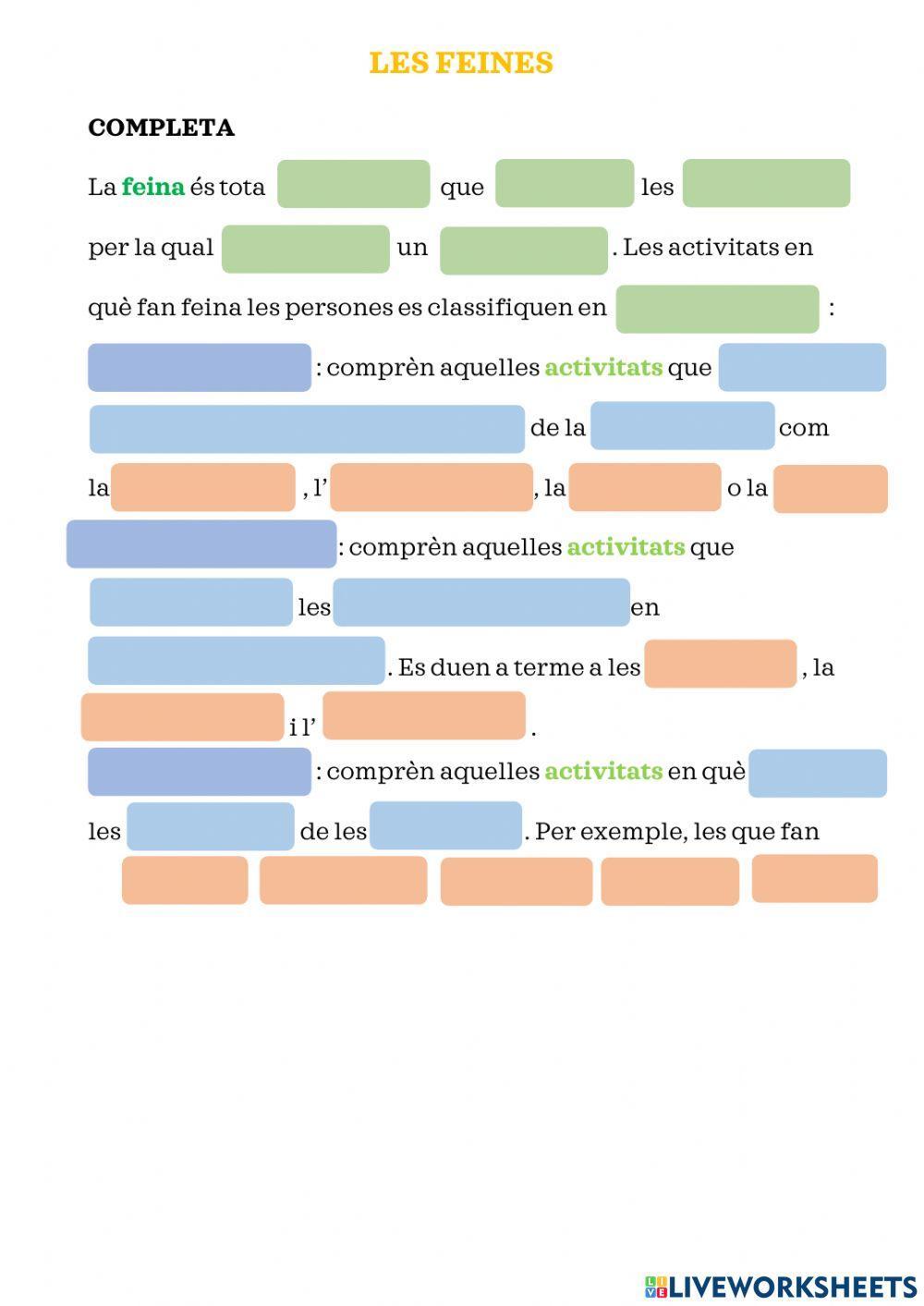 SOCIALS - LES FEINES 3 (completar 2)