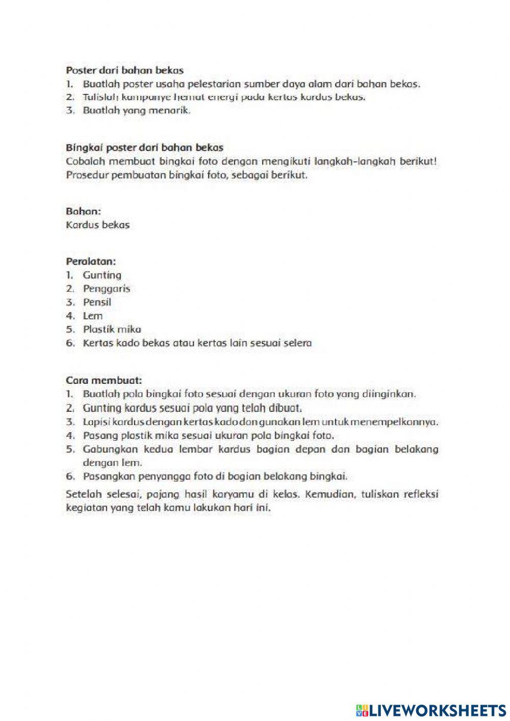 LKPD Tema 9 SubTema 3 Pembelajaran 3 Kelas 4 SD