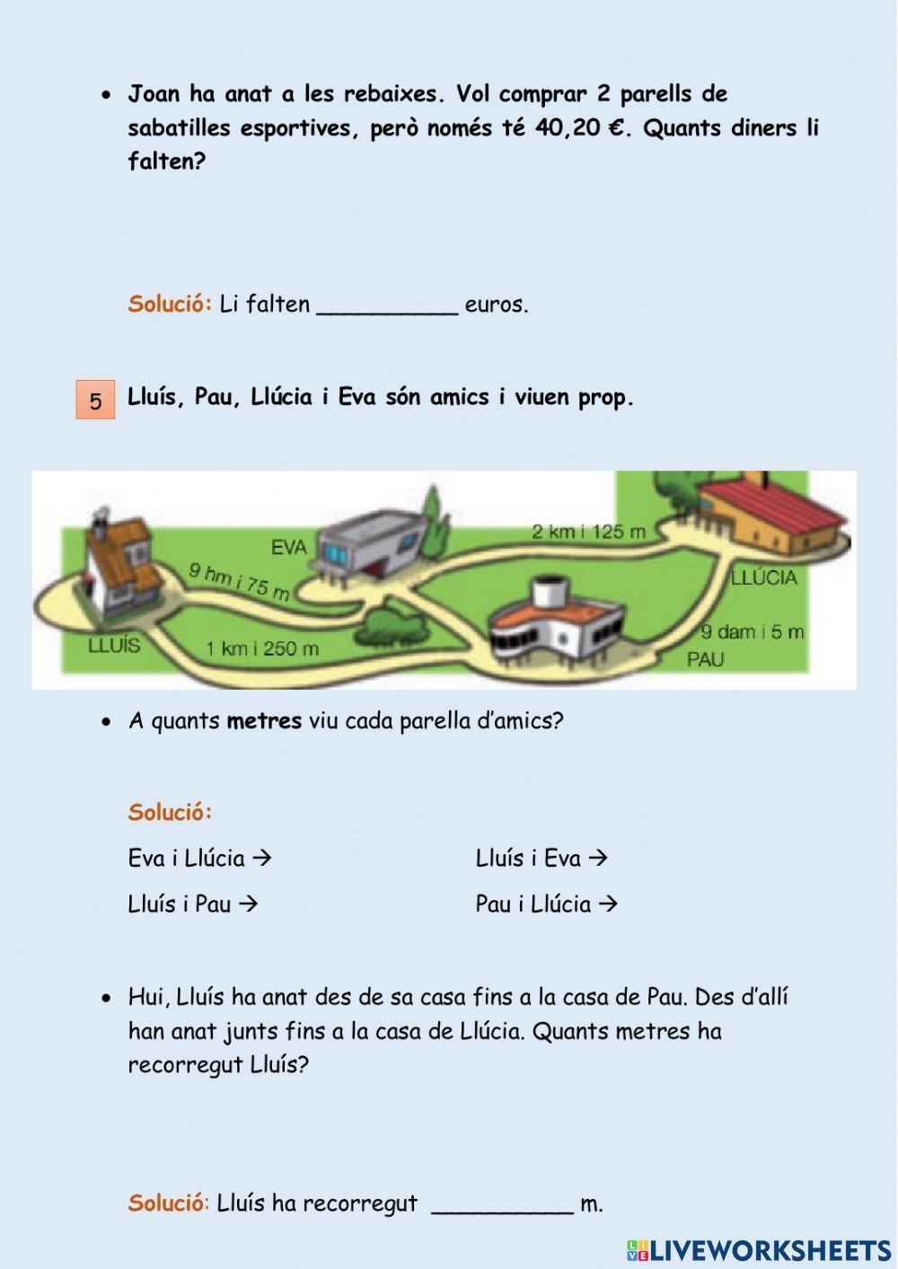 Problemes números decimals i mesures