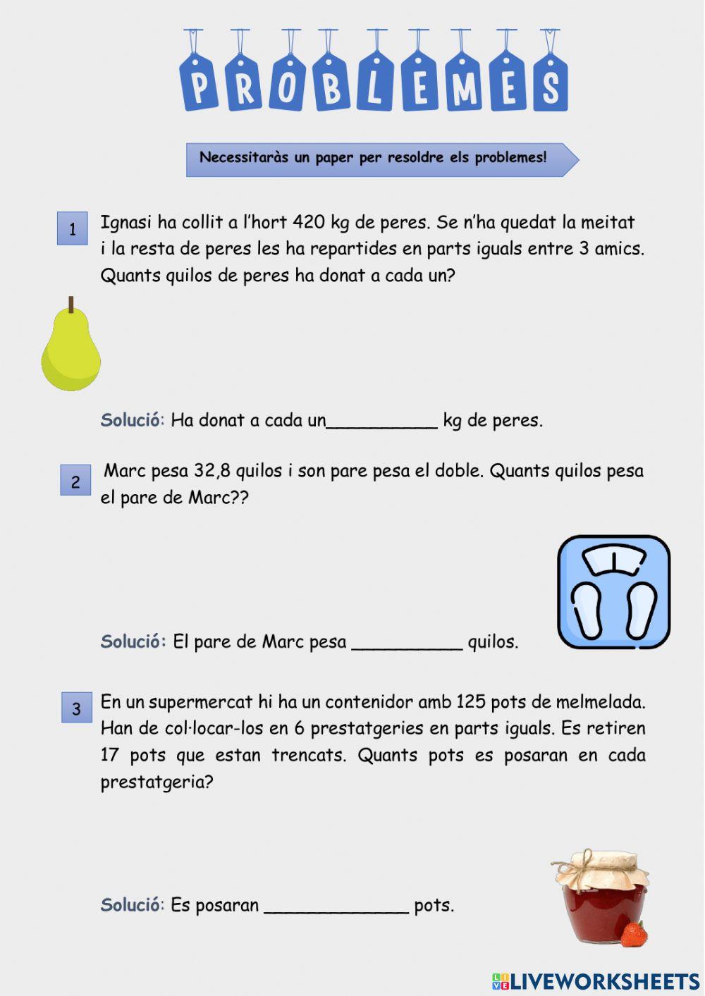 Problemes números decimals i mesures