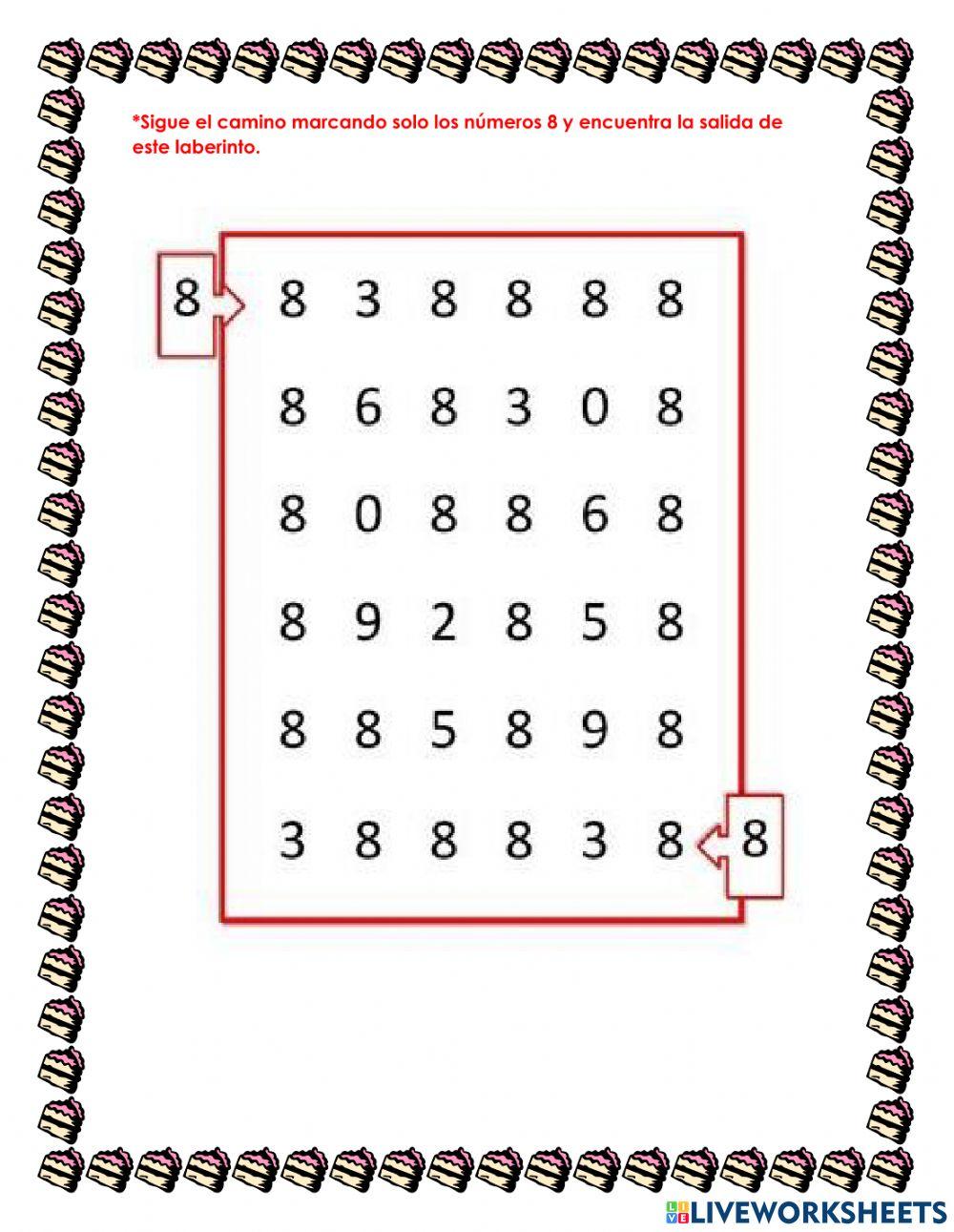 Los números del 1 al 8.