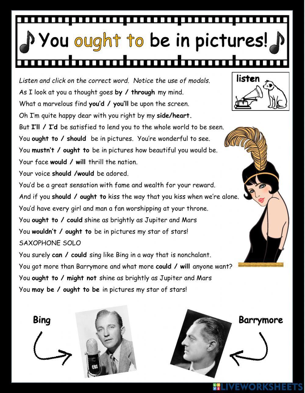 You Ought to be in Pictures Song Activity